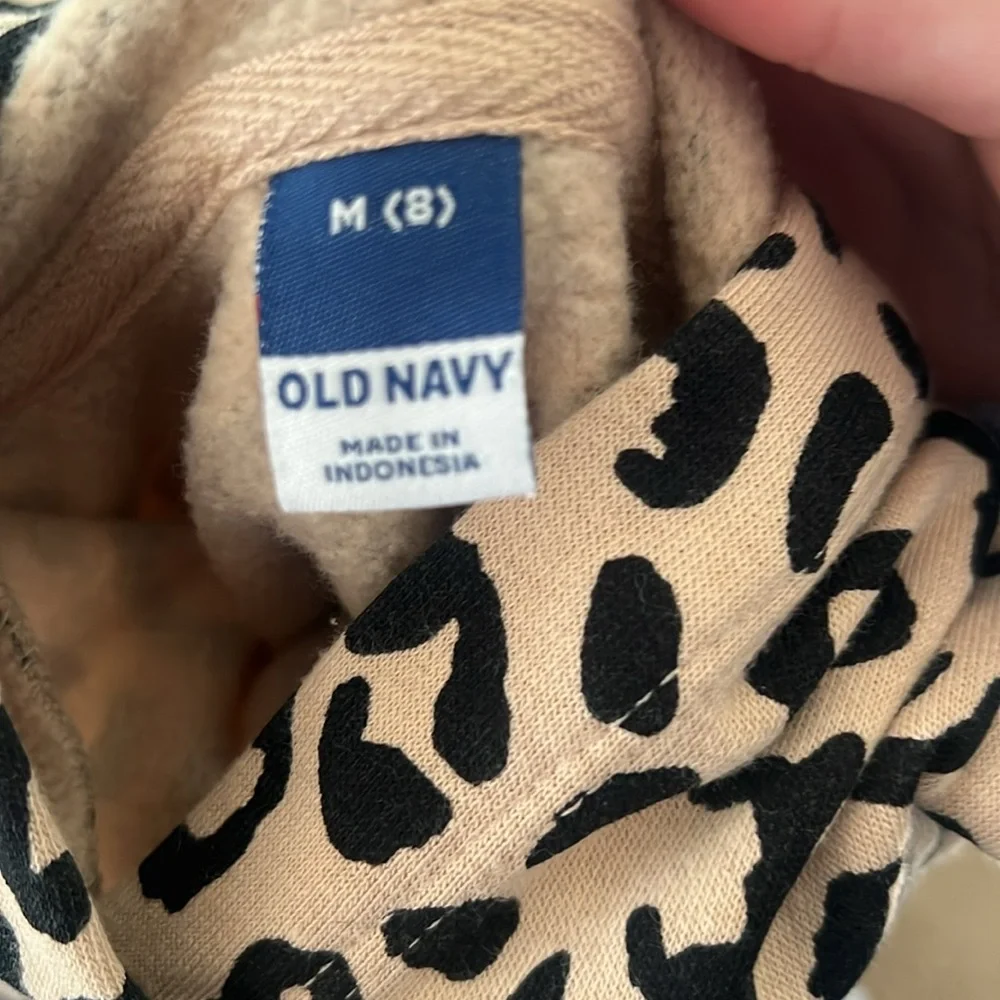 Old Navy Beige and Black Leopard Print Hoodie